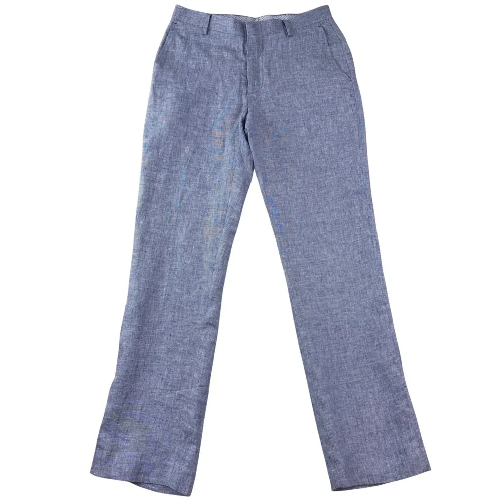 Murano Men’s Light Blue Linen-Blend Dress Pants